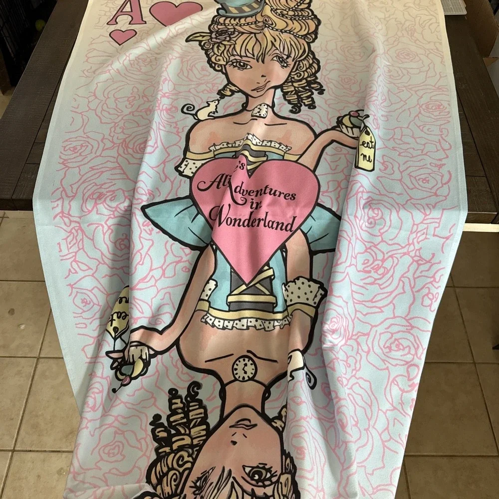 Storiarts Alice in Wonderland Throw Blanket Pink White Rabbit 74x37 Thin